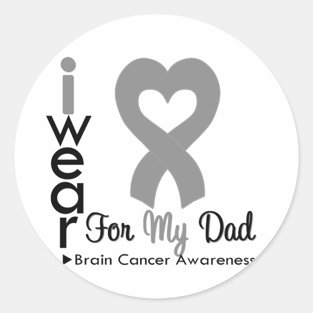 Brain Cancer Heart Ribbon For My Dad Classic Round Sticker (Front)