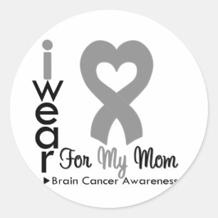 Brain Cancer Heart Ribbon For My Mom Classic Round Sticker