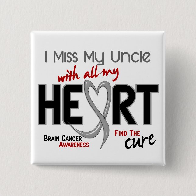Brain Cancer I MISS MY UNCLE WITH ALL MY HEART 2 Inch Square Button (Front)