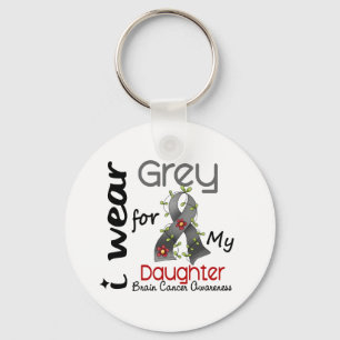 Brain Cancer I Wear Grey For My Daughter 43 Keychain