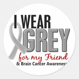 BRAIN CANCER I Wear Grey For My Friend 10 Classic Round Sticker