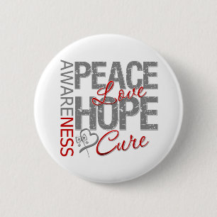 Brain Cancer Peace Love Cure 2 Inch Round Button