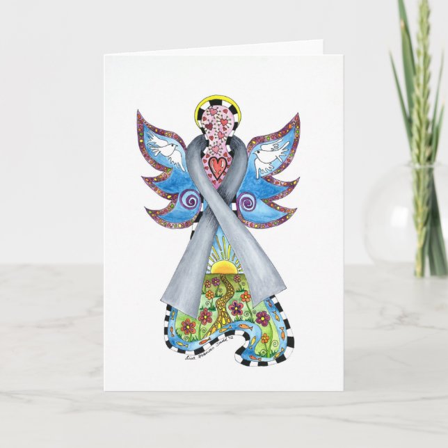 Brain Cancer Ribbon Angel Card (Front)
