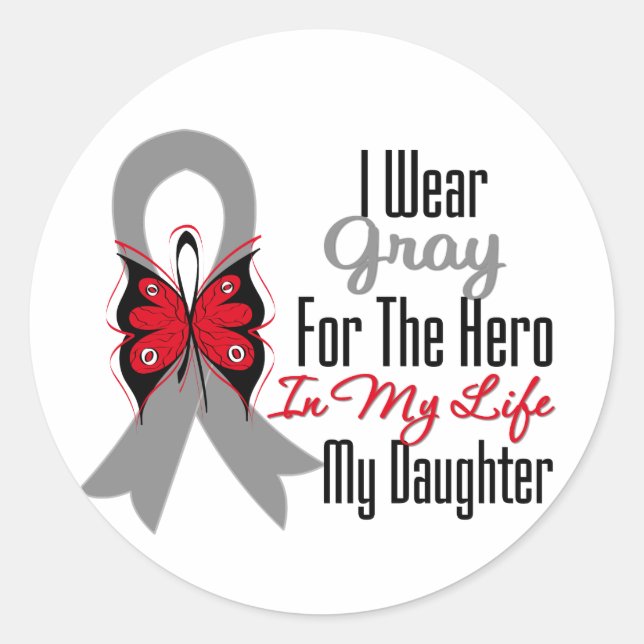 Brain Cancer Ribbon Hero My Daughter Classic Round Sticker (Front)