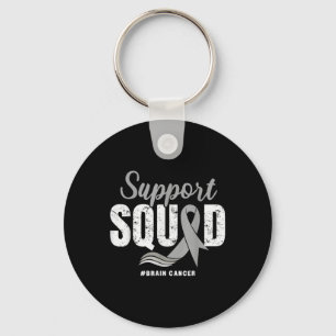 Brain Cancer Support Squad Grey Ribbon Brain Tumou Keychain