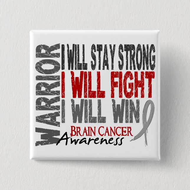 Brain Cancer Warrior 2 Inch Square Button (Front)