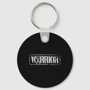 Brain Cancer Warrior - Grey Military Style Ribbon Keychain