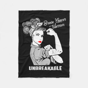 Brain Cancer Warrior Unbreakable Awareness Gift Fleece Blanket