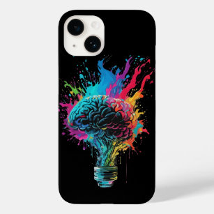Brain Design With Colourful Bulb Explosion Case-Mate iPhone 14 Case