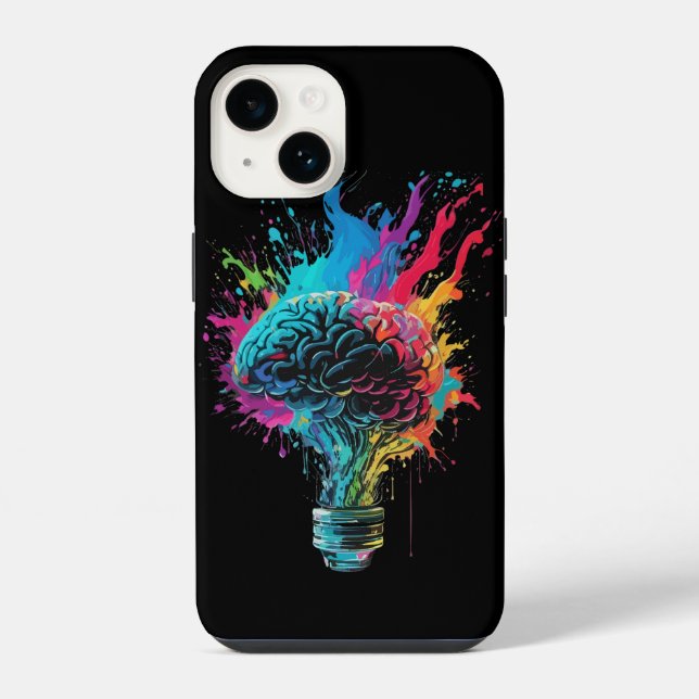 Brain Design With Colourful Bulb Explosion iPhone Case (Back)