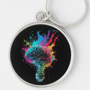 Brain Design With Colourful Bulb Explosion Keychain