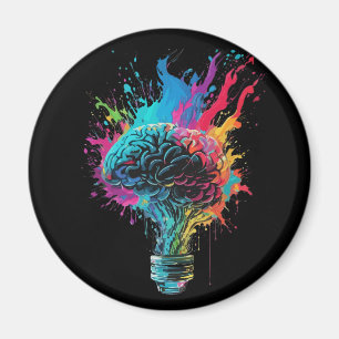 Brain Design With Colourful Bulb Explosion Magnet