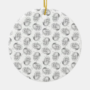 Brain Diagrams Vintage Art CUSTOM BACKGROUND COLOR Ceramic Ornament