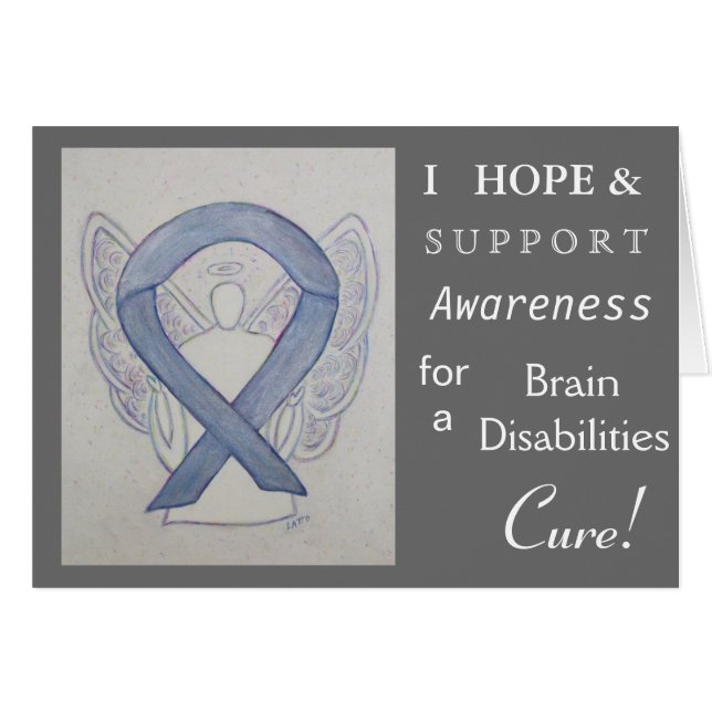 Brain Disabilities Awareness Ribbon Greeting Card (Front Horizontal)