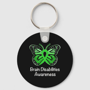 Brain Disabilities Awareness Warrior Support Green Keychain