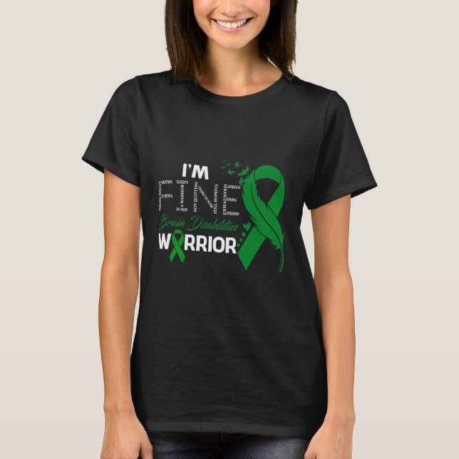 Brain Disabilities Warrior I'm Fine Feather  Disab T-Shirt (Front)