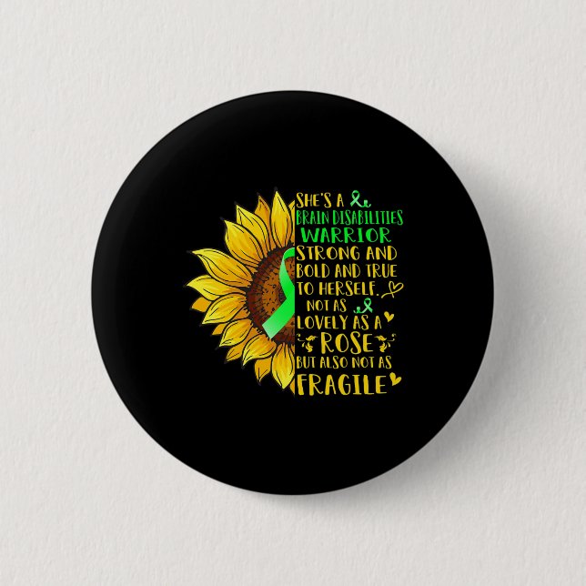 Brain Disabilities Warrior Sunflower  Disabilities 2 Inch Round Button (Front)