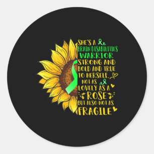 Brain Disabilities Warrior Sunflower Disabilities Classic Round Sticker