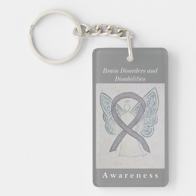 Brain Disorders and Disabilities Ribbon Keychain (Front)