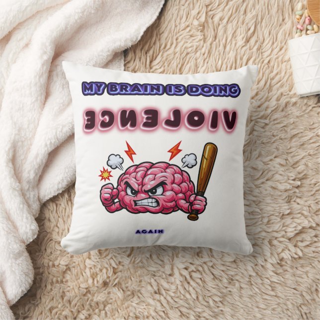 Brain Doing Violence Throw Pillow (Blanket)