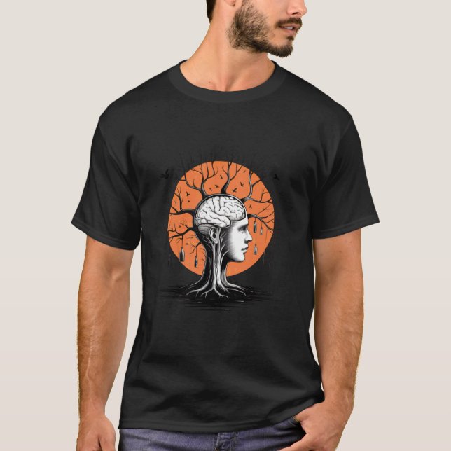 Brain Drain Gothic Sunset Design for Thinkers and  T-Shirt (Front)