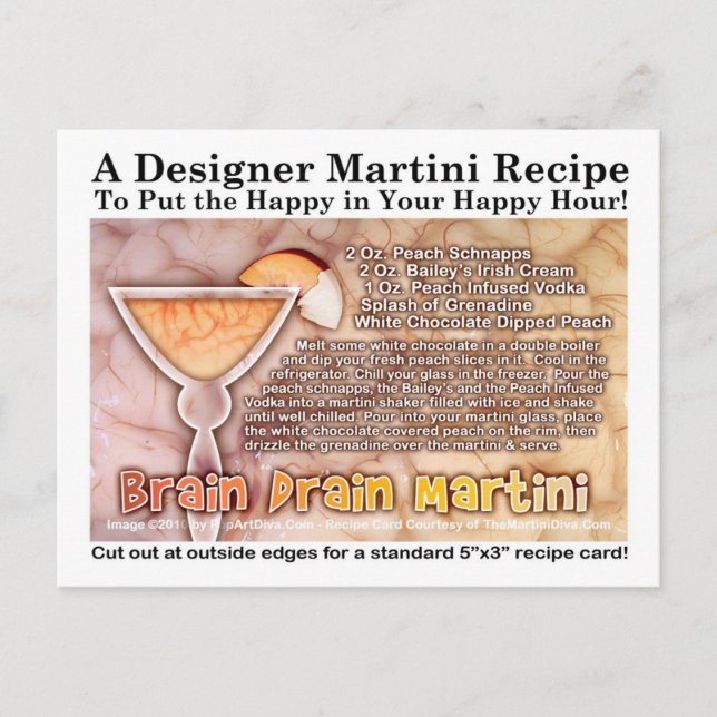 Brain Drain Halloween Martini Recipe Postcard (Front)