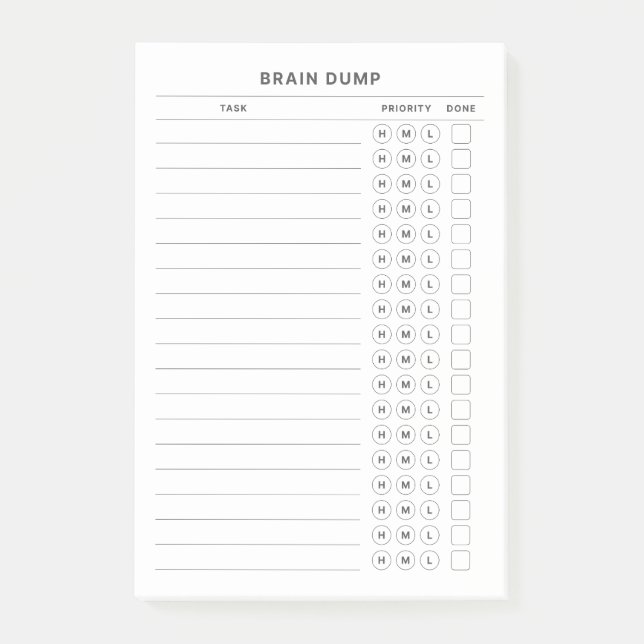 Brain Dump Get It Done Priority Organiser Post-it  Notes (Front)