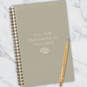 Brain Dump List Thoughts Personalized Simple Beige Notebook