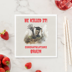 Brain Eaters You Killed It Zombie Graduation Napkin