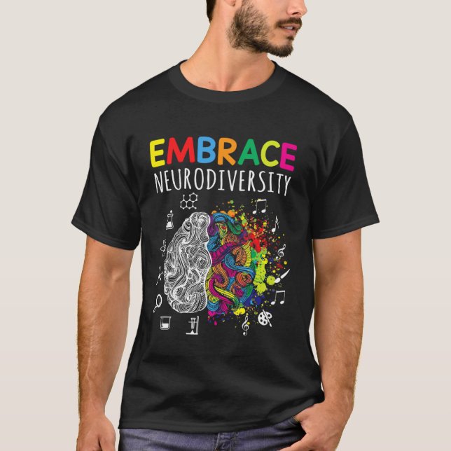 Brain Embrace Neurodiversity Autism Awareness Mont T-Shirt (Front)