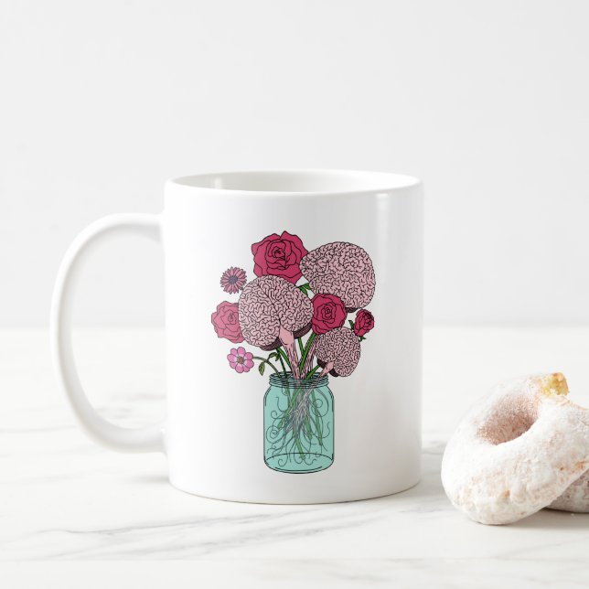 Brain Flower Bouquet Coffee Mug (With Donut)
