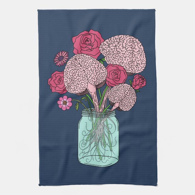 Brain Flower Bouquet Kitchen Towel (Vertical)