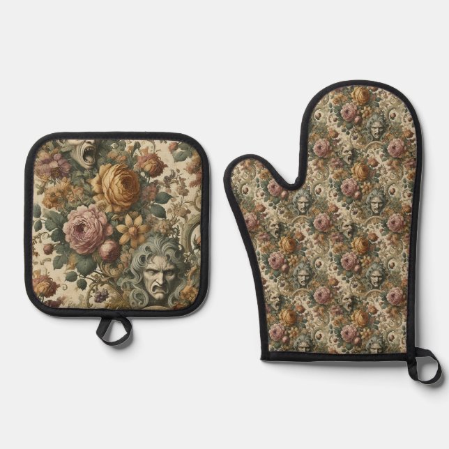 Brain Fog – Gothic Victorian Oven Mitt & Pot Holder Set (Front)