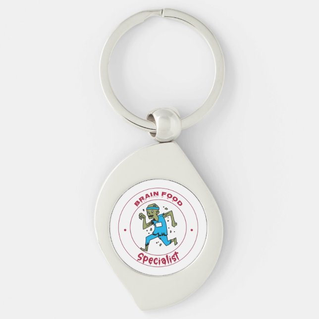 Brain Food Specialist zombie brain Keychain (Front)