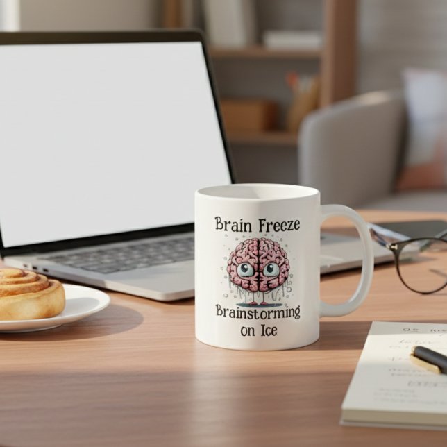 Brain Freeze Brainstorming on Ice: Funny Brain Pun Coffee Mug (Creator Uploaded)