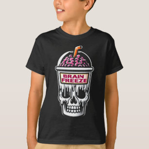 Brain Freeze Skull Spooky Halloween Drink Design T-Shirt
