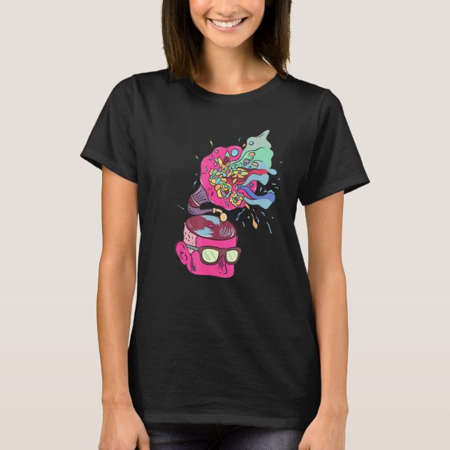 Brain Gramophone Mental Illness Depression Prevent T-Shirt (Front)