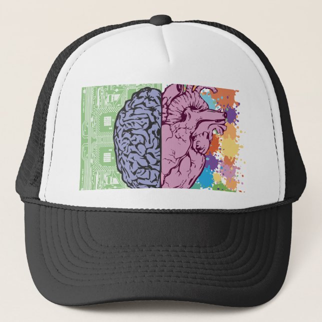 brain heart balance emotion trucker hat (Front)