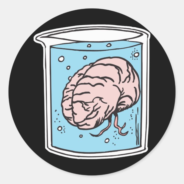 brain in a jar classic round sticker (Front)