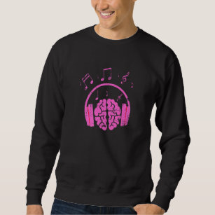Brain In Light Purple Headphones Cool Music  Graph Sweatshirt