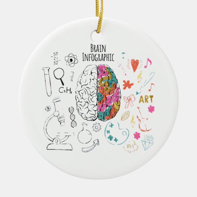 Brain Infographic Ceramic Ornament (Front)