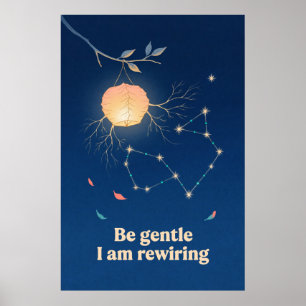 Brain Lantern Constellation Gouache Style Poster