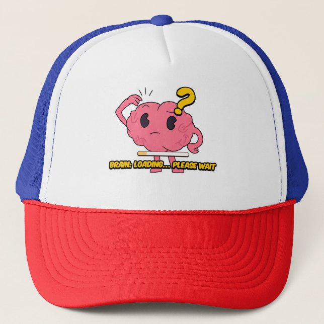 Brain Loading – Funny Cartoon Brain Design for Eve Trucker Hat (Front)