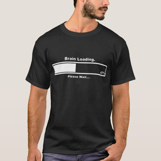 Brain Loading Funny Gamer Computer Geek Funny Mens T-Shirt (Front)