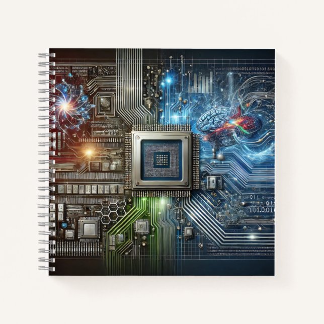 Brain, Microchip & Neural Network Design Notebook (Front)