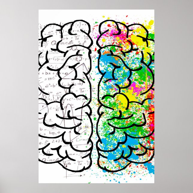 Brain mind psychology idea drawing poster (Front)