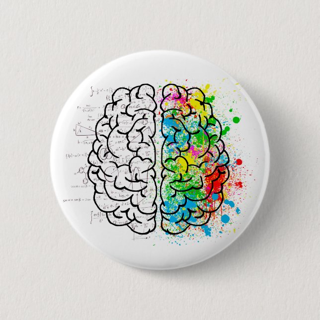 brain mind psychology idea hearts 2 inch round button (Front)