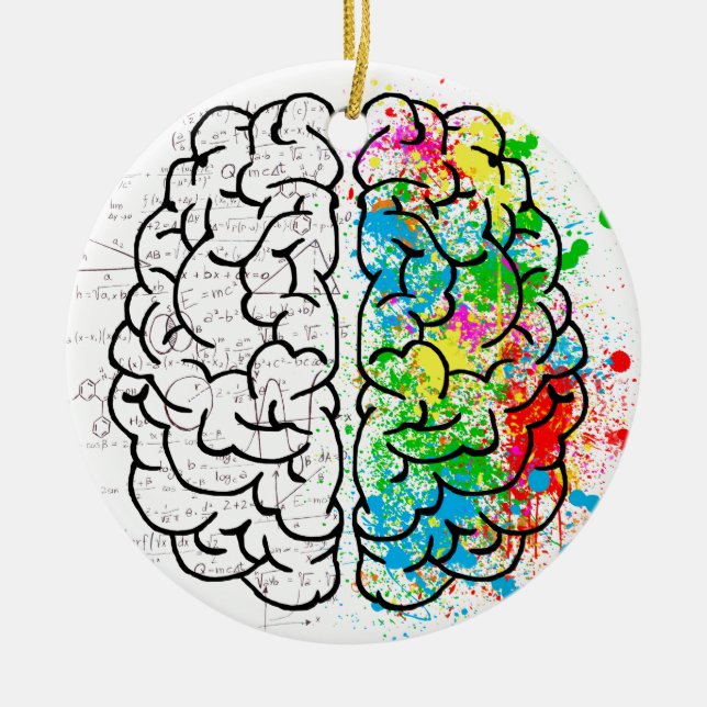 brain mind psychology idea hearts ceramic ornament (Front)