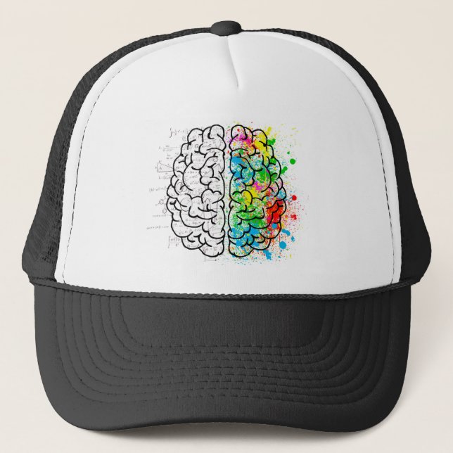 brain mind psychology idea hearts trucker hat (Front)