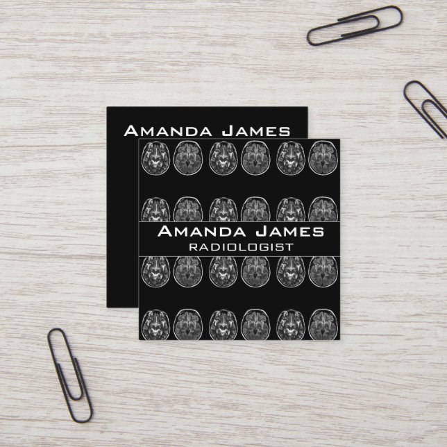 Brain mri scan square business card (Front/Back In Situ)